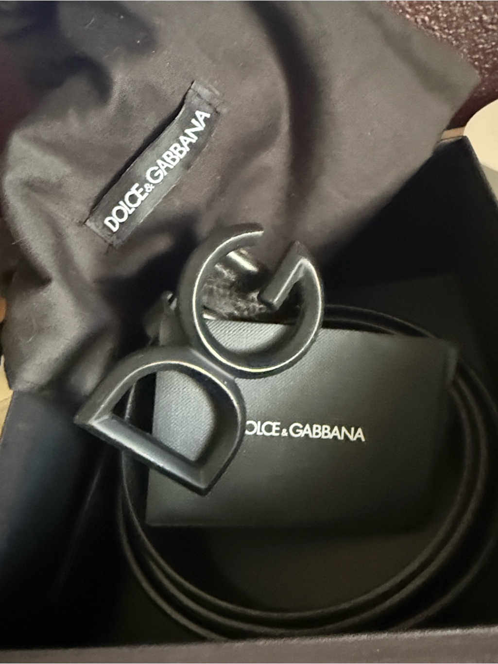 Dolce & Gabbana Black Leather Belt With Dg Logo Buckle